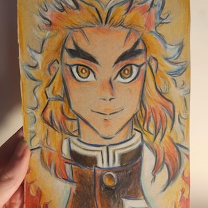 Arte de cartón reciclado de Rengoku de Demon Slayer