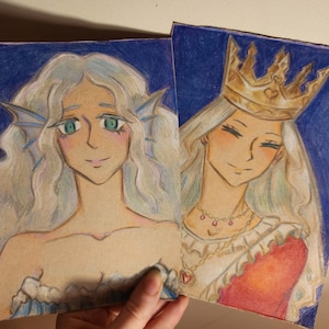 Arte con cartón reciclado: Reina del trébol negro Lolopechka y Espíritu Undine