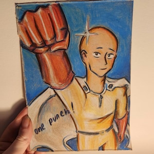 Arte con cartón reciclado: Saitama de One Punch Man