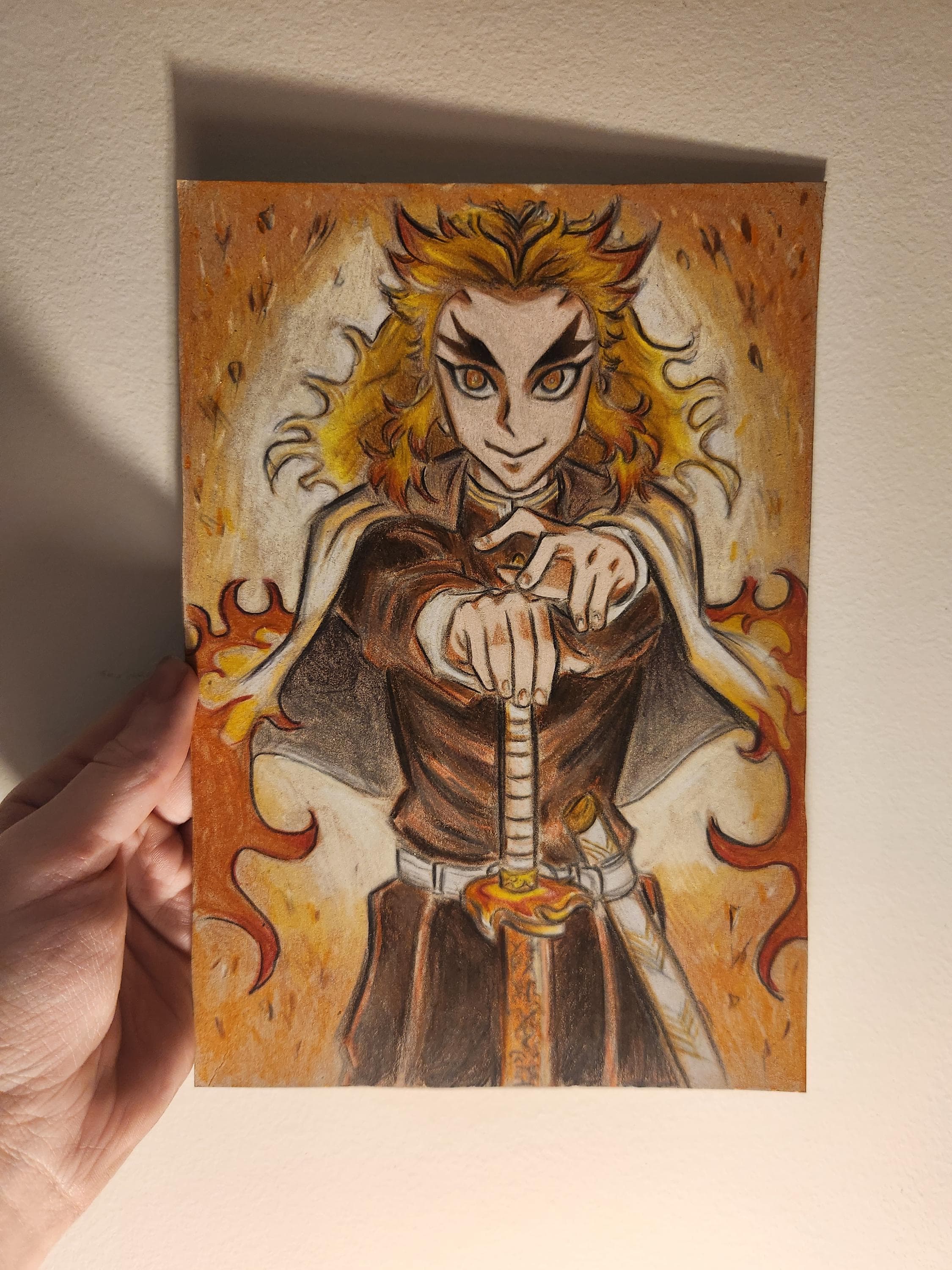 Upcycled Cardboard Art of Demon Slayer- Rengoku - Etsy