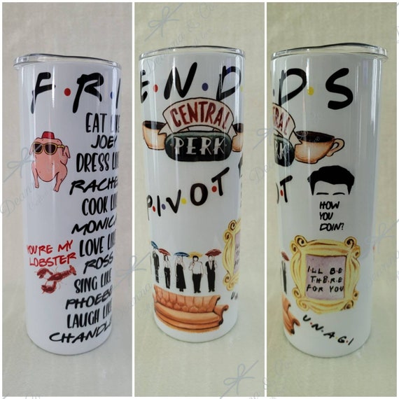 Friends, Central Perk, Pivot Themed 20oz Stainless Steel Tumbler/Travel Mug  with Slider Lid and Straw