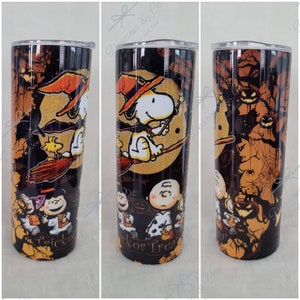 Halloween Themed | Snoopy | Peanuts 20oz Stainless Steel Tumbler/Travel Mug with Slider Lid | Metal Mug | Birthday Gift | Snoopy Love