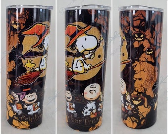 Halloween Themed | Snoopy | Peanuts 20oz Stainless Steel Tumbler/Travel Mug with Slider Lid | Metal Mug | Birthday Gift | Snoopy Love