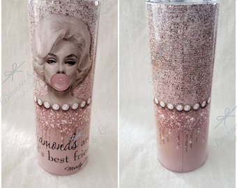 Marilyn Monroe Diamonds are a Girl's Best Friend 20oz Stainless Steel Tumbler/Travel Mug with Slider Lid and Straw