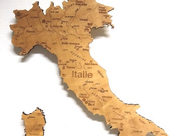 Italy wooden design map