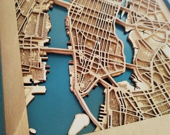 wood and metal map of Barcelona