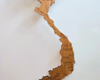 Wooden map of Vietnam