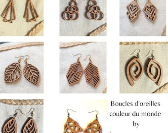 Boucles d'oreilles en bois style nature