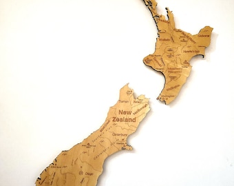 New-Zealand wooden design map
