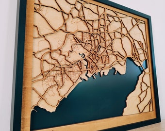 map of Brest and its harbor 3 levels