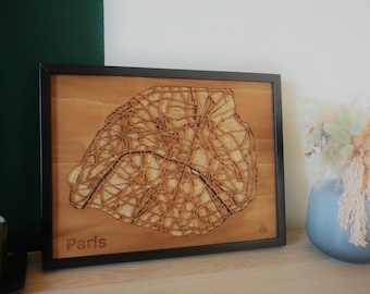 wood and metal map of Barcelona