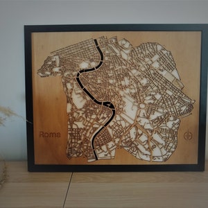 wood and metal map of Barcelona