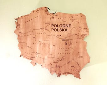Poland wooden design map