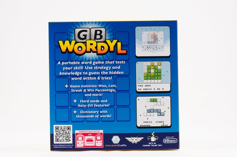 GB Wordyl Game Cartridge for Game Boy and Game Boy Color Homebrew Game image 3