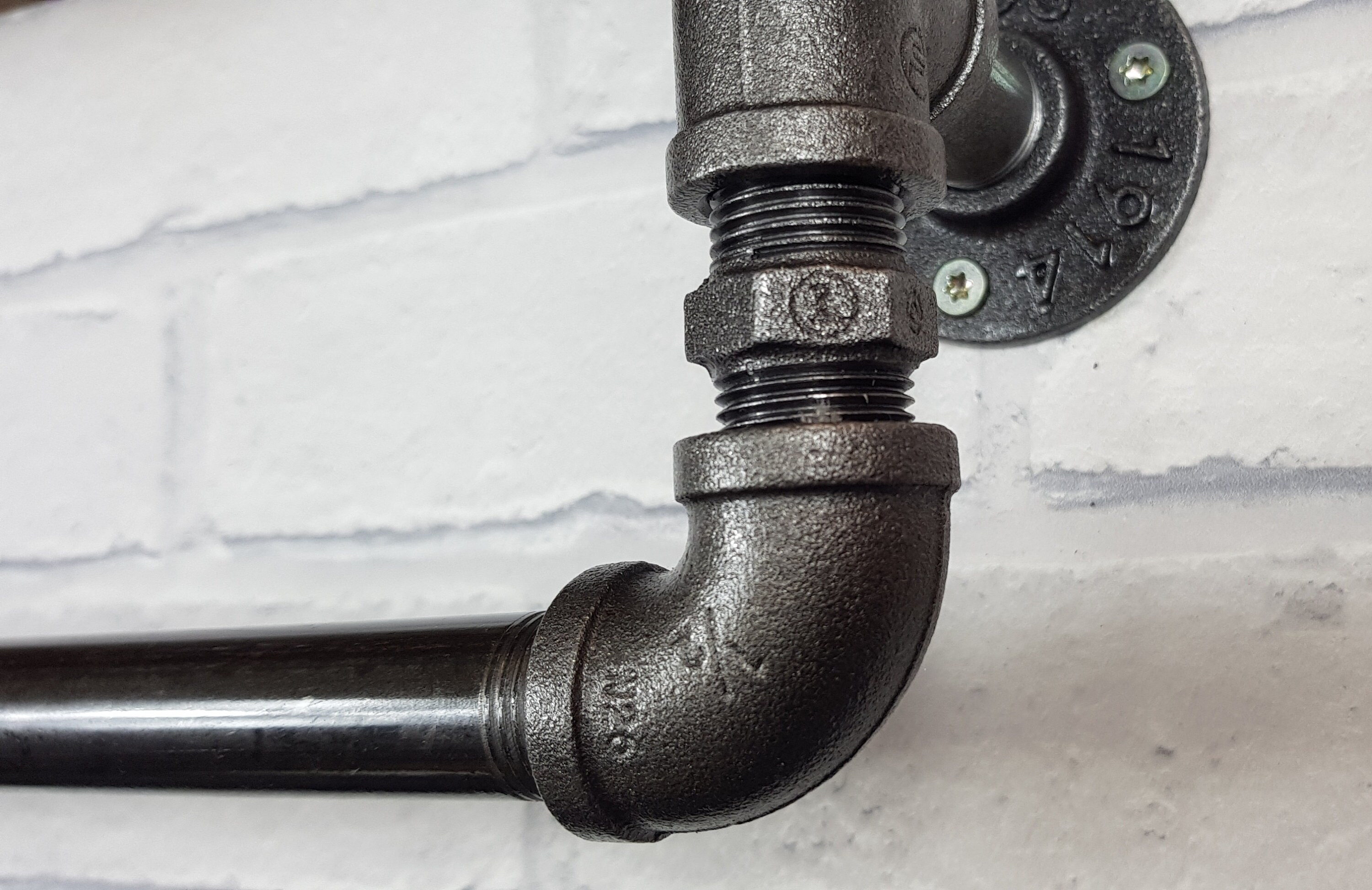 Industrial Pipe Towel Rail With Rustic Oak Wood Shelf Handmade Etsy