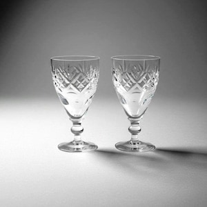 Signed Webb Corbett Crystal Aperitif Glasses | Mid-Century English Lead Crystal Set