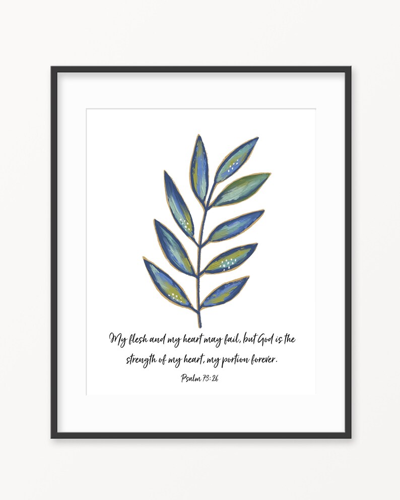 Printable Christian Wall Art Psalm 73 26 Colorful Abstract Etsy