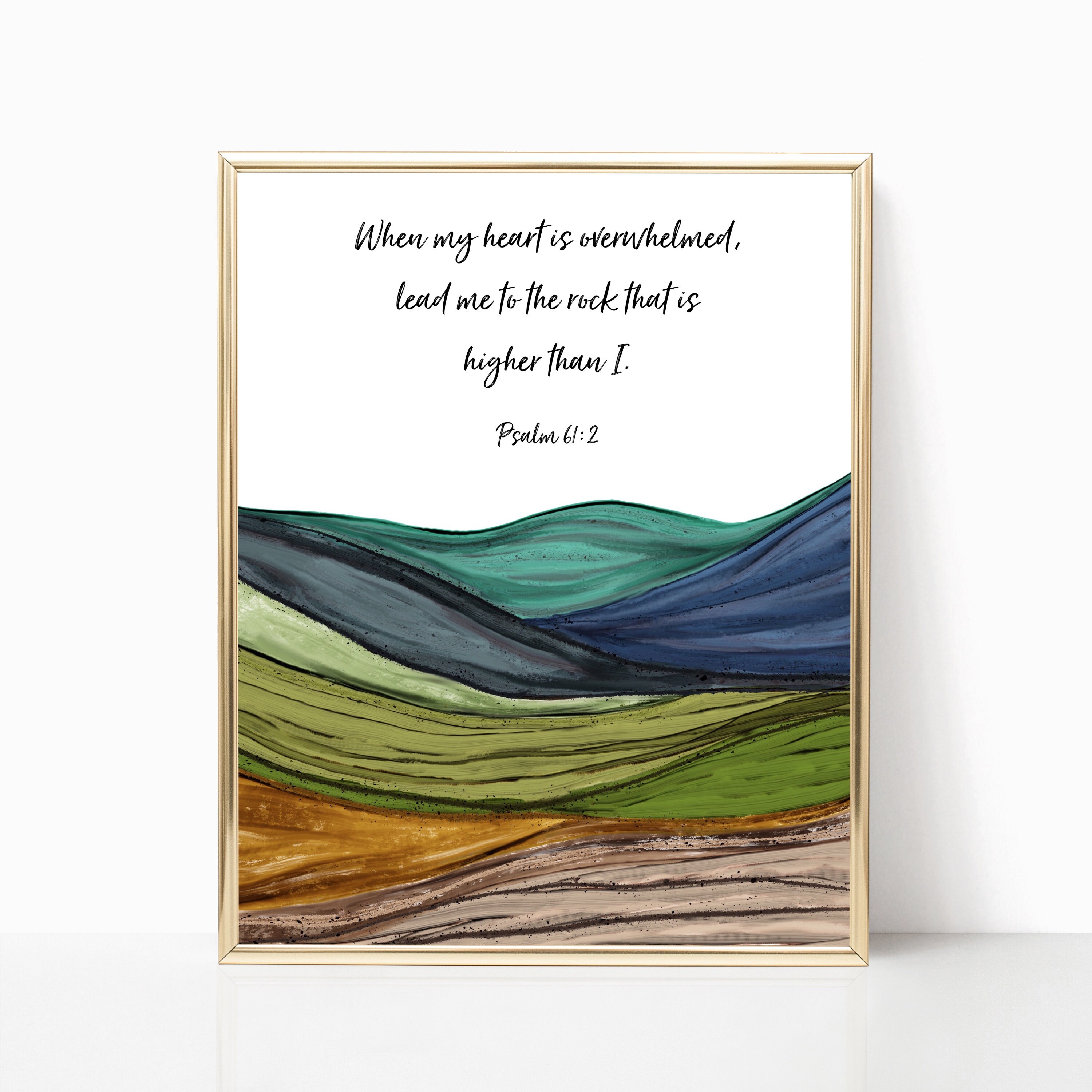 Printable Christian Wall Art Psalm 61:2 Mountain Landscape | Etsy