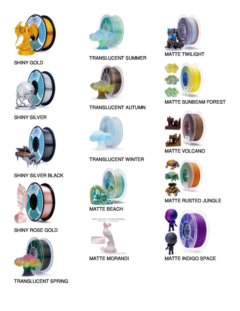a bunch of different types of spools on a white background