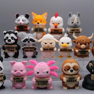 Decoração de mesa com animais com atitude | Estatueta de animal impressa em 3D para mesa | Humor adulto | Presente divertido com atitude