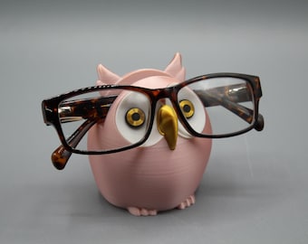 フクロウの眼鏡ホルダー、木製眼鏡スタンド、木製フクロウ、デスク用