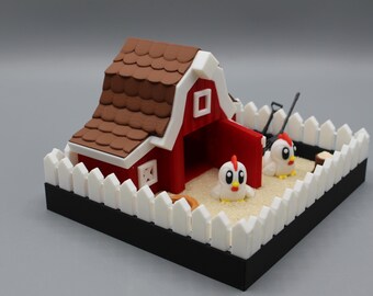 Ogród Zen w Kurczakowej Farmie | Miniaturowa dekoracja biurka | Drukowana w 3D sensoryczna zabawka sensoryczna