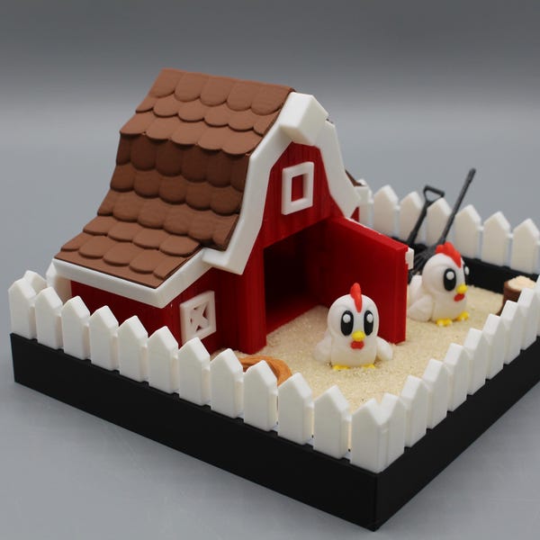 Hühnerhof Zen Garten | Mini Desktop Decor | 3D gedrucktes sensorisches Fidget Spielzeug