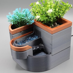 Elegant Tabletop Fountain Planter | Personal Desk Water Feature | Zen Decor