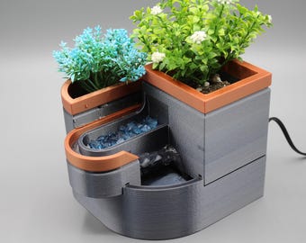 Elegant Tabletop Fountain Planter | Personal Desk Water Feature | Zen Decor