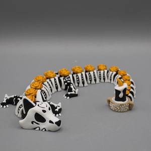 De dödas dag Flexi-drake | Stor 3D-utskriven ledad Dia De Los Muertos-drake | Sockerskalle-skrivbordsdekoration