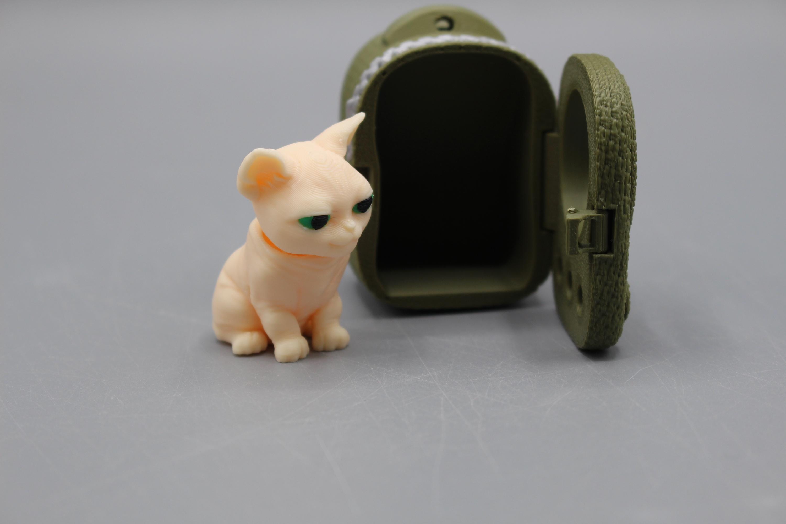 Cat Backpack Keychain | 3d Printed Kitten in Travel Bag | Cat Carrier ...