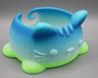 Garenkom gebreide kat | 3D-geprinte kom gehaakt garen | Cadeaus voor moeder | Cadeaus voor oma