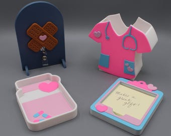 Ensemble d'accessoires pour bureau d'infirmière | Décoration de bureau professionnelle médicale imprimée en 3D | Décoration de bureau de soins de santé mignon | Cadeaux pour les infirmières