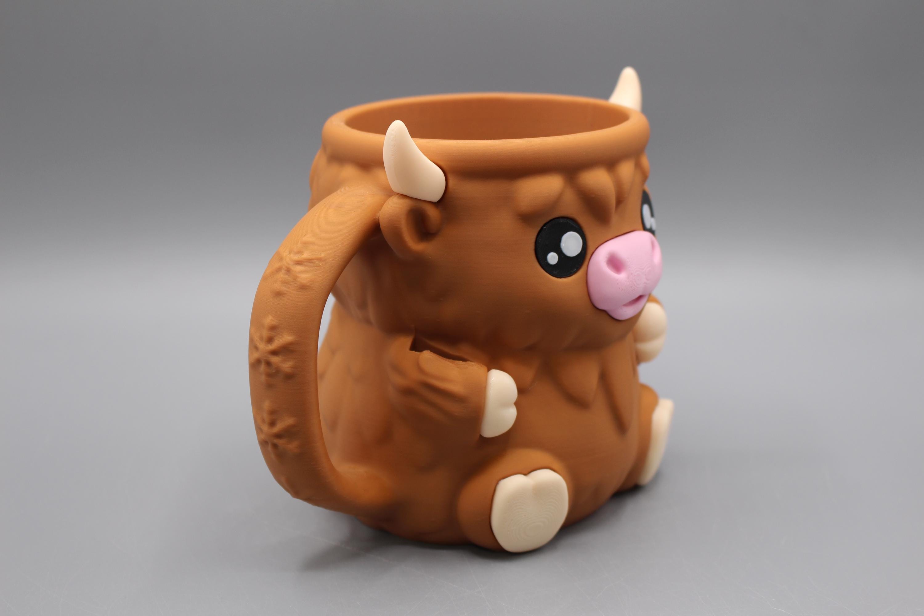 Highland Cow Eisbecher-Halter 3D - Anti-Frost Griff Mit 2 Löffeln Für Getränke