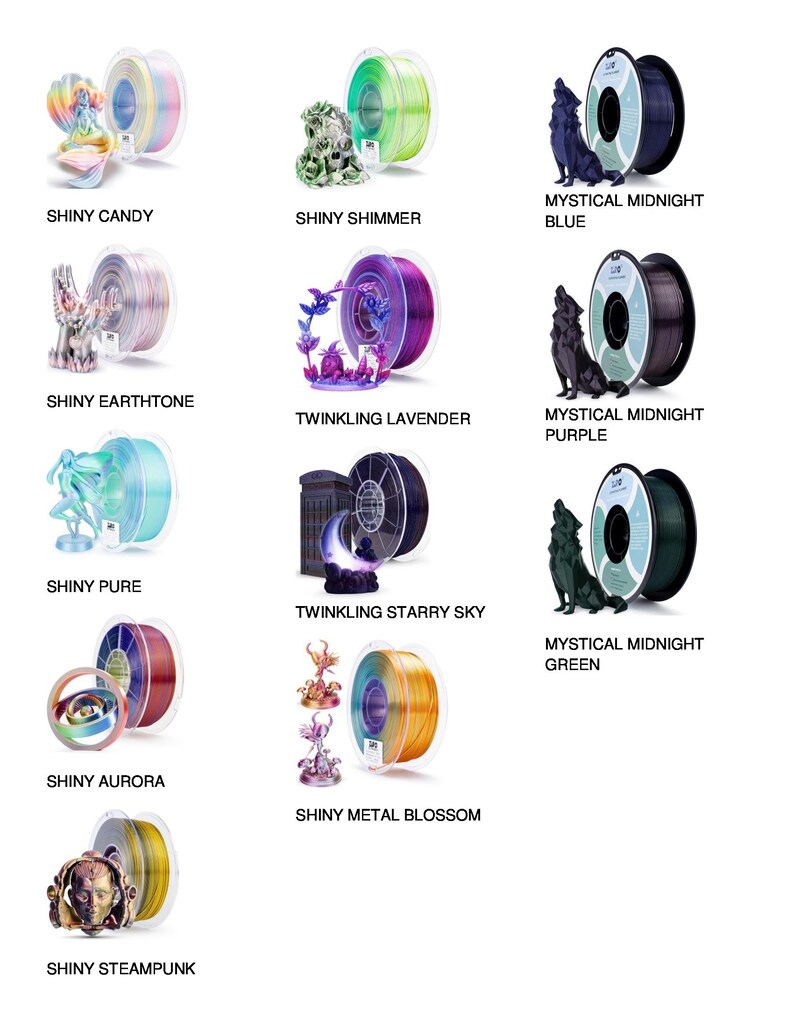 a bunch of different types of spools on a white background