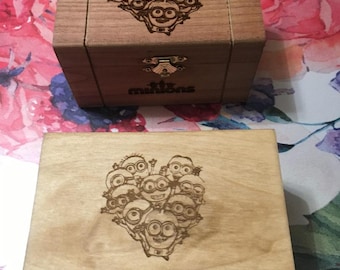 Minions Wooden engraved box (larger size available)