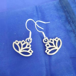Lotus flower earrings silver sterling gifts water lily flower