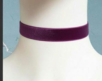 Purple velvet Choker wide necklace pink velvet adjustable Gifts ANY SIZE plus child standard