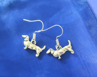 Dachshund Earrings silver gifts for her birthday choose sterling , plated , hooks and posts Dog earrings