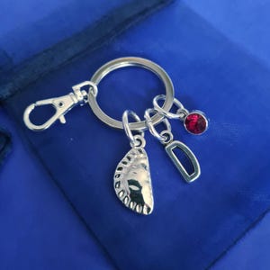 Pasty keyring with initial birthstone personalised Cornish pasty Cornwall gifts