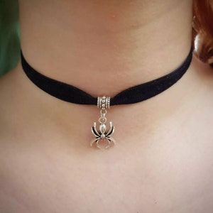 Spider Choker necklace black velvet adjustable Gifts ANY SIZE plus child standard