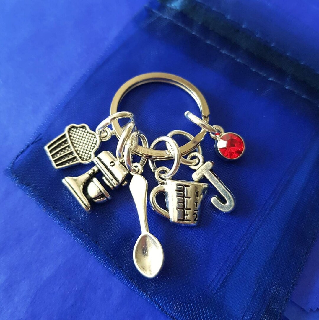 Baking Keyring With Initial Optional Birthstone Cake Cooking