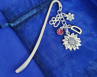 80th Birthday Flower bookmark personalised Choose initial birthstone birthday