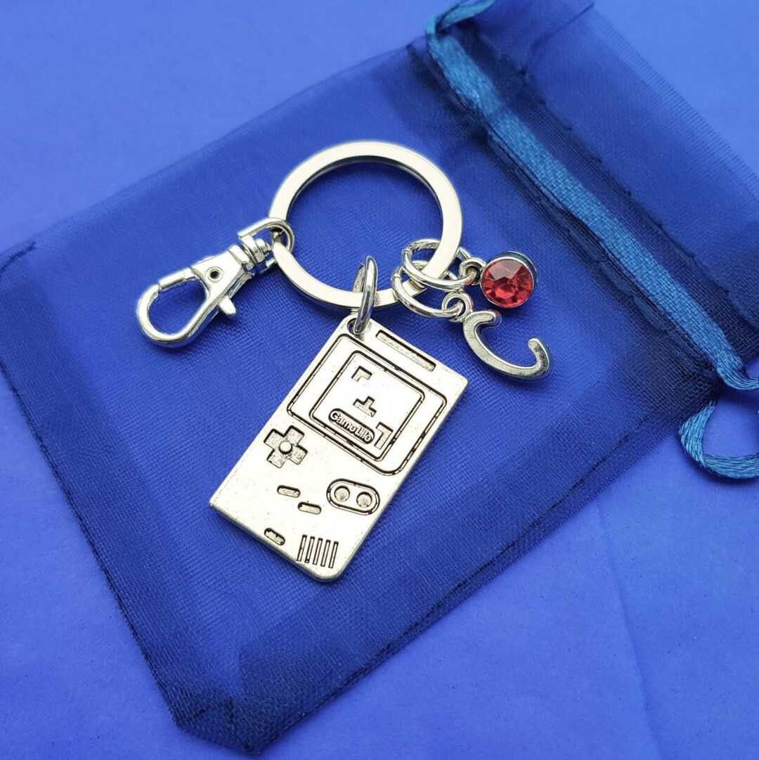 Game Console Keyring With Initial Optional Birthstone Personalised ...