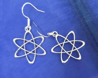 Atom Earrings silver plated science gifts for birthday