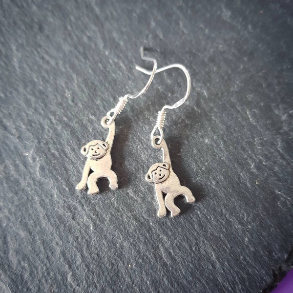 Monkey earrings silver sterling birthday animal gifts