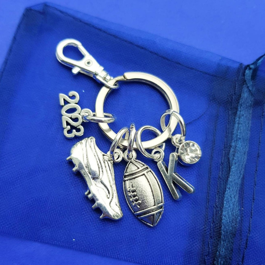 Rugby Keyring With Initial Optional Birthstone Personalised Etsy UK