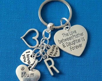 Personalised Mum Initial Keyring: Mother Daughter Gift
