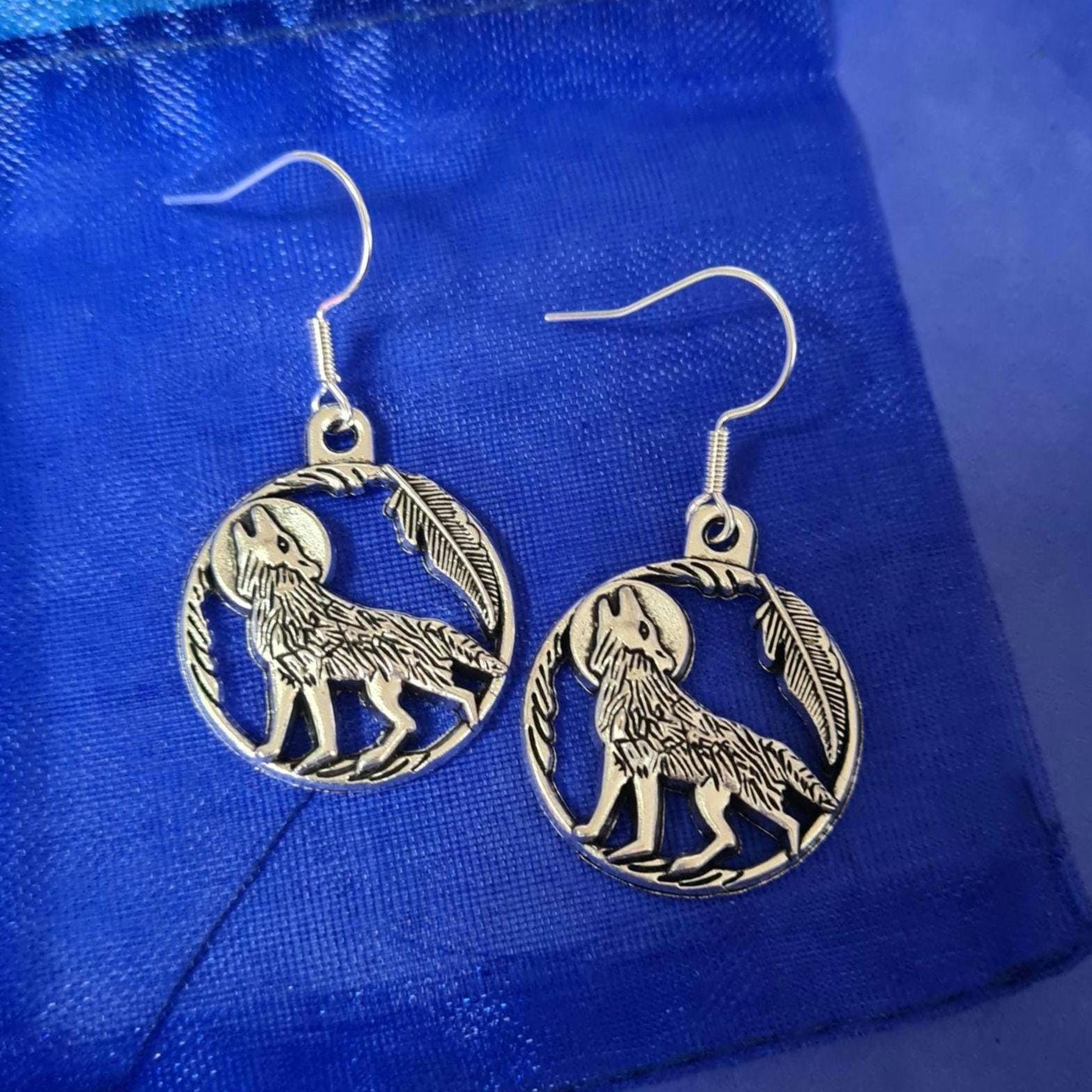 Wolf Earrings silver sterling gifts for birthday witch pagan