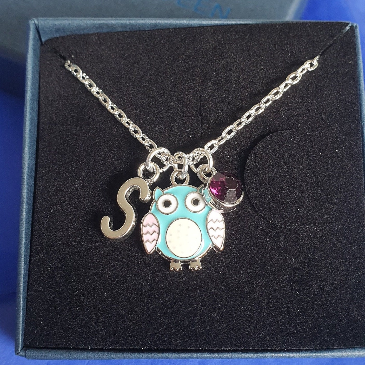 Owl Necklace Birthstone Personalised gifts birthday charm